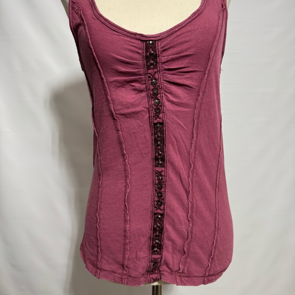 Free People • Tuck Me In Embellished Tank Top Raspberry S ASO Elena Gilbert - Picture 6 of 8